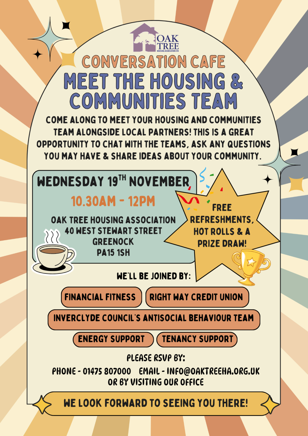 Conversation Cafe - Meet the Housing & Communities Team - Flyer
